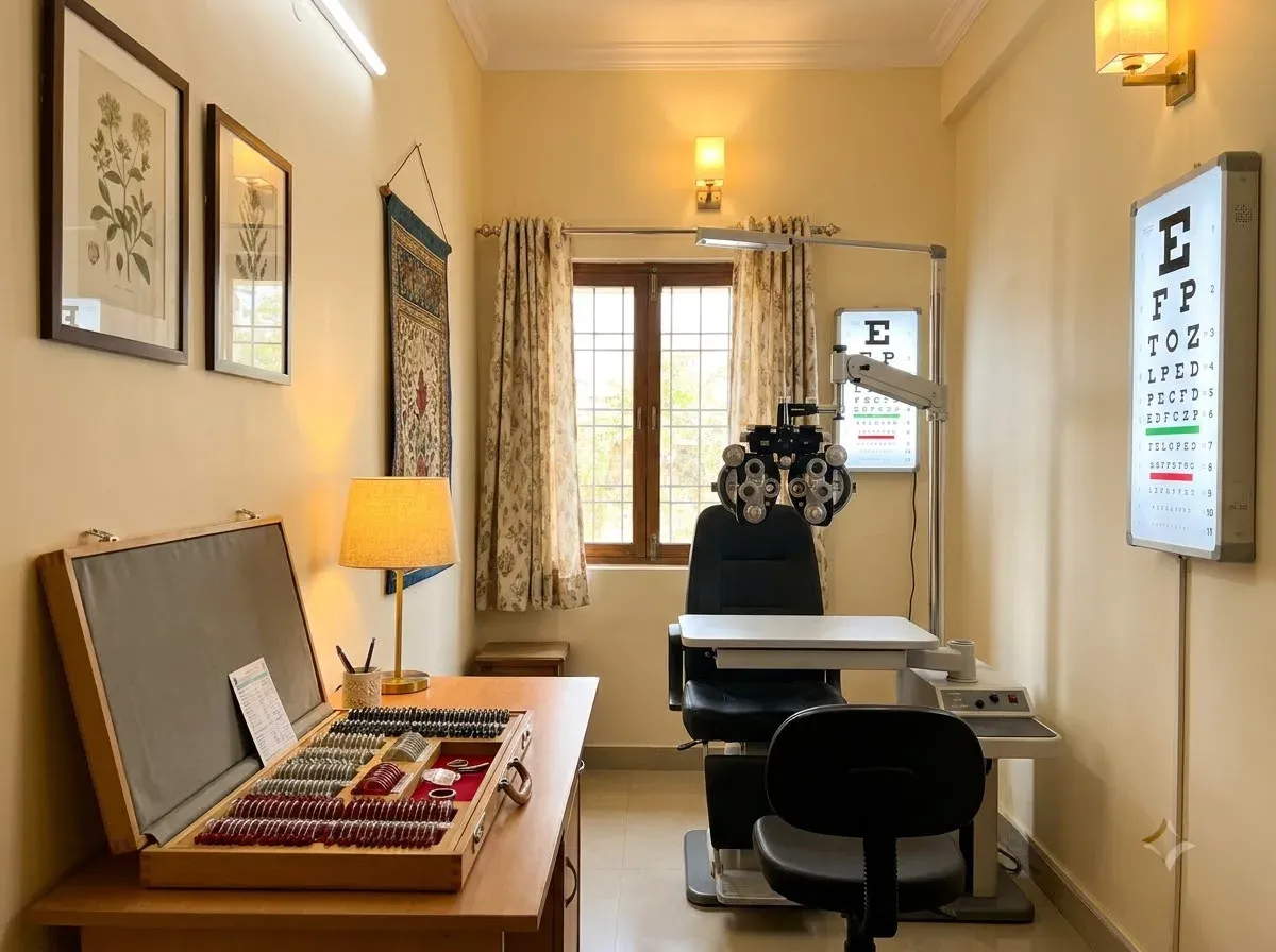 Vision testing at Lifeline Netralaya