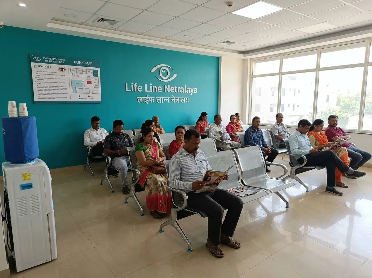 Reception and waiting area at Lifeline Netralaya